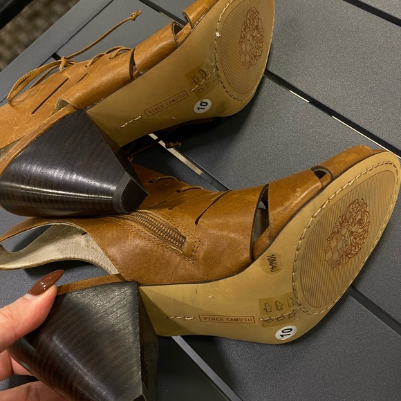 Vince Camuto Estie tan leather lace up cutout sandal heels - Picture 4 of 7